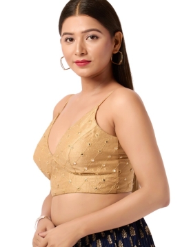 Art Silk Gold V Neck Blouse