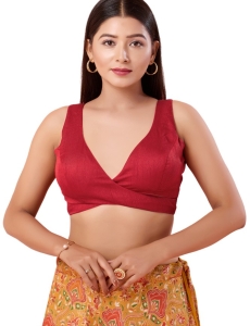 Silk Maroon V Neck Blouse