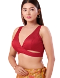 Silk Maroon V Neck Blouse