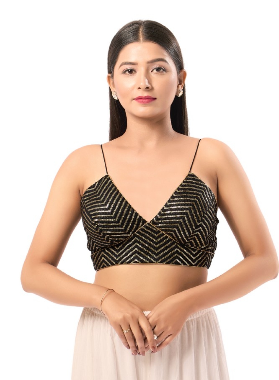 Art Silk Black V Neck Blouse