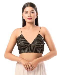 Art Silk Black V Neck Blouse