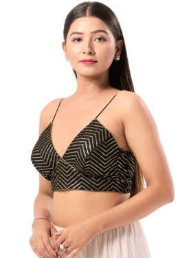 Art Silk Black V Neck Blouse