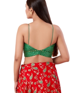 Art Silk Green V Neck Blouse