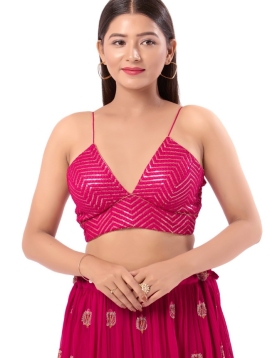 Art Silk Pink V Neck Blouse