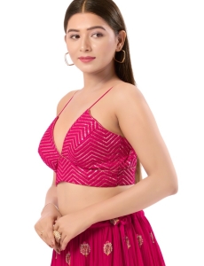 Art Silk Pink V Neck Blouse