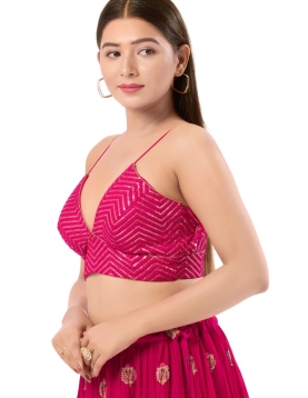 Art Silk Pink V Neck Blouse