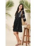 Black Rayon Embroidered Tunic