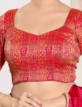 Red Brocade Padded Blouse