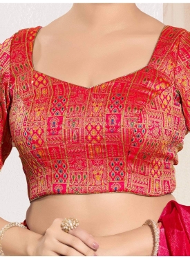  Red Brocade Padded Blouse