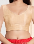 Cream Mulberry Silk V-Neck Blouse with Back Closure