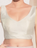 Off White Mulberry Silk V Neck Fancy Blouse 
