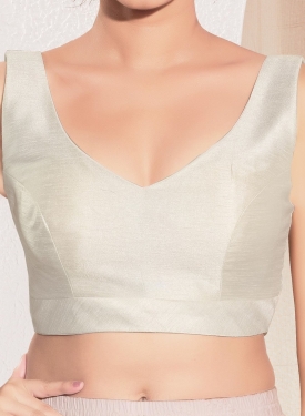  Off White Mulberry Silk V Neck Fancy Blouse 