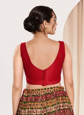 Red Mulbaerry Silk V Neck Fancy Blouse 