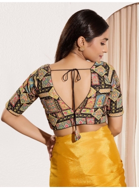 Vibrant Heritage Multi-Color Geometric Print Blouse in Viscose Rayon