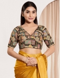 Vibrant Heritage Multi-Color Geometric Print Blouse in Viscose Rayon