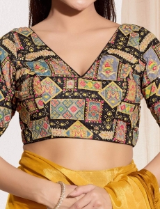 Vibrant Heritage Multi-Color Geometric Print Blouse in Viscose Rayon