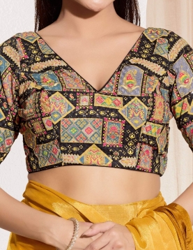 Vibrant Heritage Multi-Color Geometric Print Blouse in Viscose Rayon