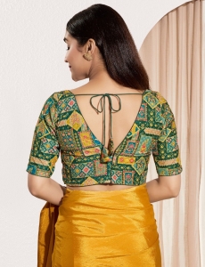 Vibrant Heritage Multi-Color Geometric Print Blouse in Viscose Rayon