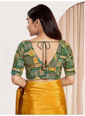 Vibrant Heritage Multi-Color Geometric Print Blouse in Viscose Rayon