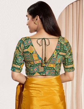 Vibrant Heritage Multi-Color Geometric Print Blouse in Viscose Rayon