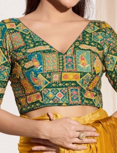 Vibrant Heritage Multi-Color Geometric Print Blouse in Viscose Rayon