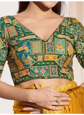 Vibrant Heritage Multi-Color Geometric Print Blouse in Viscose Rayon