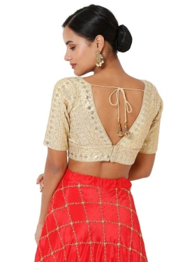 Gold Embroidered Art Silk Blouse