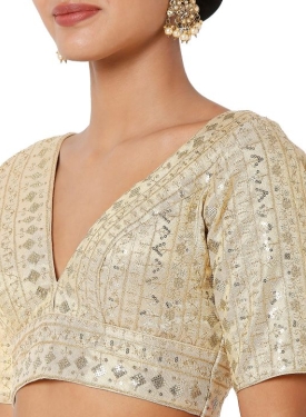 Gold Embroidered Art Silk Blouse