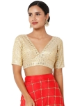 Gold Embroidered Art Silk Blouse