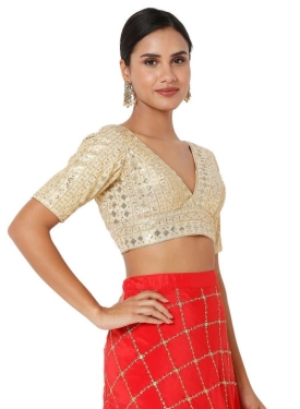 Gold Embroidered Art Silk Blouse