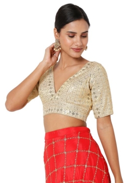 Gold Embroidered Art Silk Blouse