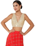 Gold Sleeveless V Neck Blouse