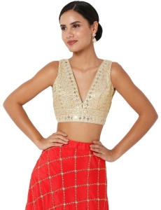 Gold Sleeveless V Neck Blouse