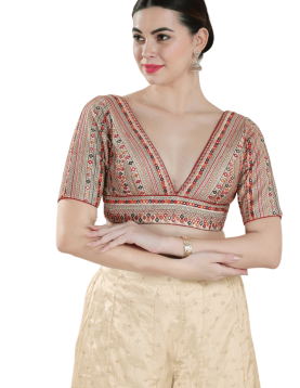 Sequin &amp; Mirror Work Fancy Blouse In Multi