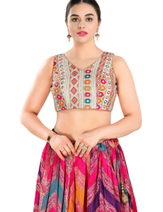 Off White Geometric Silk Sleeveless Blouse