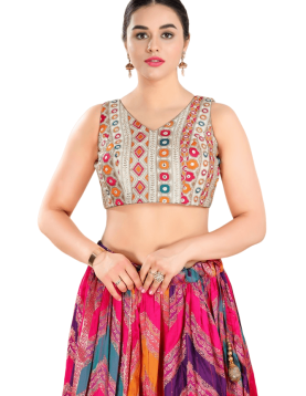 Off White Geometric Silk Sleeveless Blouse