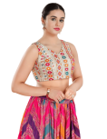 Off White Geometric Silk Sleeveless Blouse