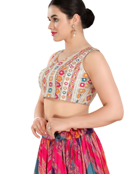 Off White Geometric Silk Sleeveless Blouse