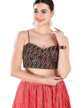 Black Multi Sequin Work Sleeveless Blouse