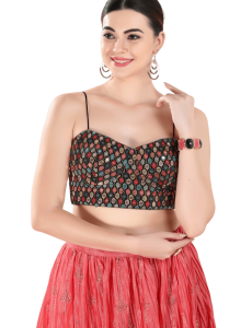 Black Multi Sequin Work Sleeveless Blouse