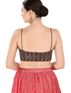 Black Multi Sequin Work Sleeveless Blouse