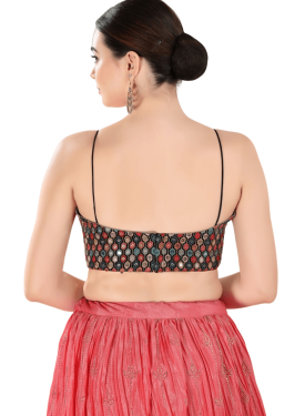 Black Multi Sequin Work Sleeveless Blouse