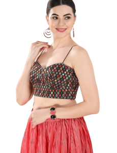 Black Multi Sequin Work Sleeveless Blouse