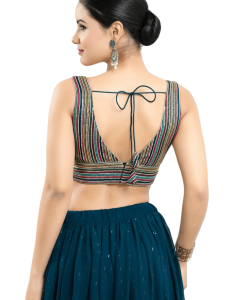 Cobalt-Blue V Neck Sleeveless blouse 