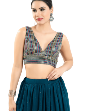 Cobalt-Blue V Neck Sleeveless blouse 