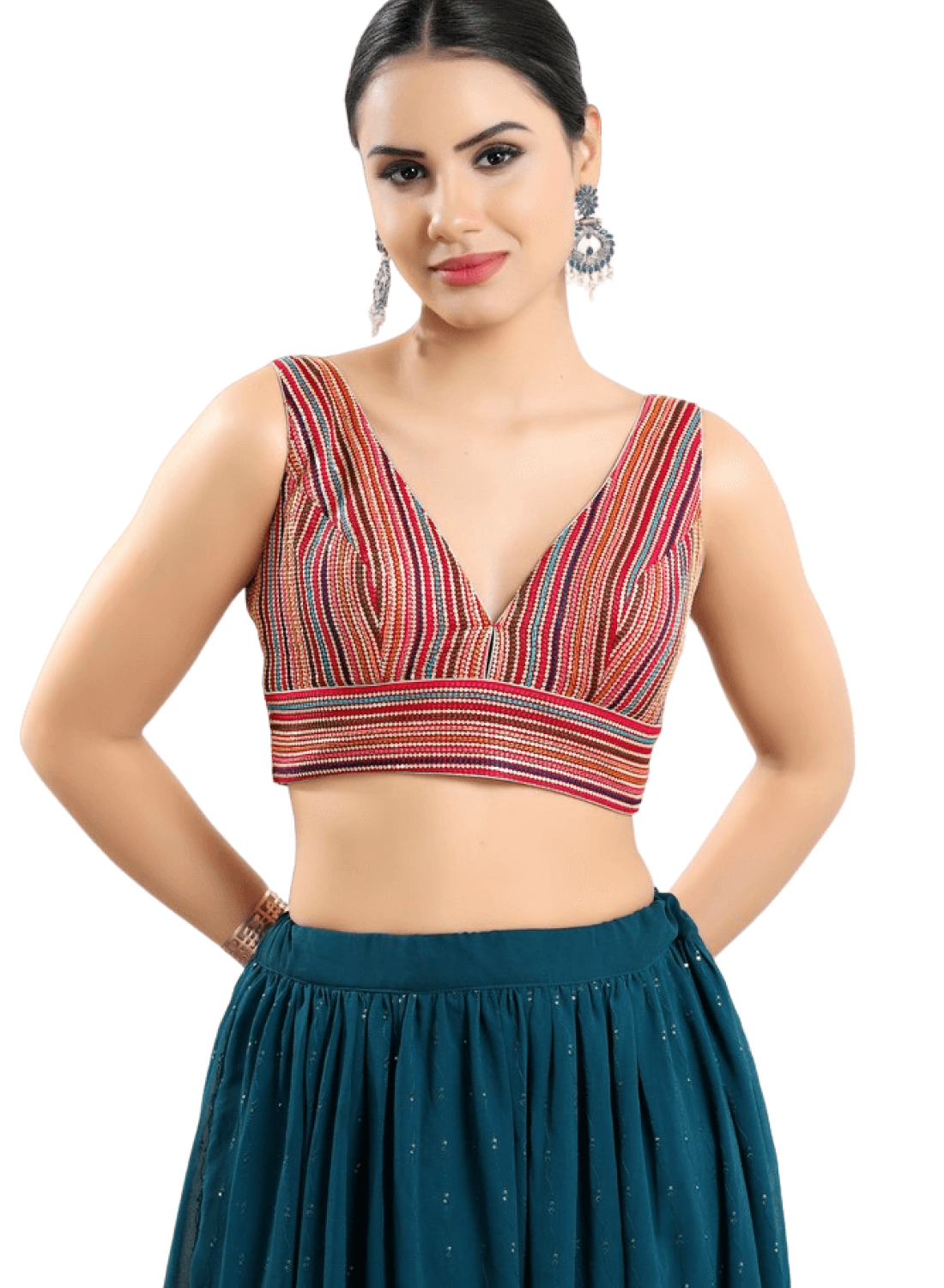 Pink V Neck Sleeveless Blouse