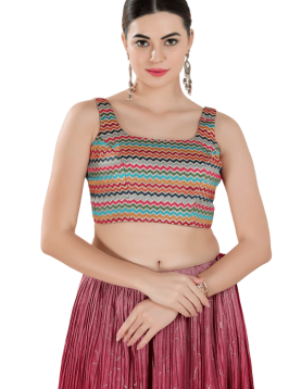 Black-Multi Zig Zag Sleeveless Blouse 