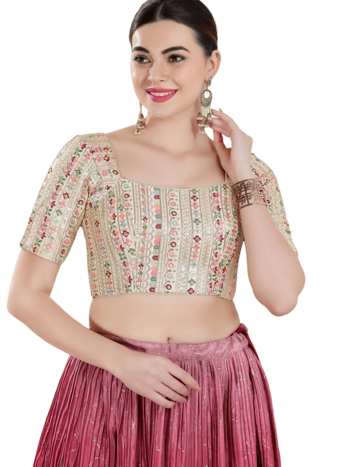 Tassar Silk Sequin Work Fancy in Off White 