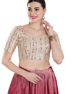 Tassar Silk Sequin Work Fancy in Off White 