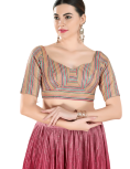 Multi Color Sequin Work Sweetheart Neckline Blouse